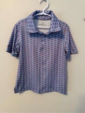 Properly Tied Blue American Flag Performance Polo